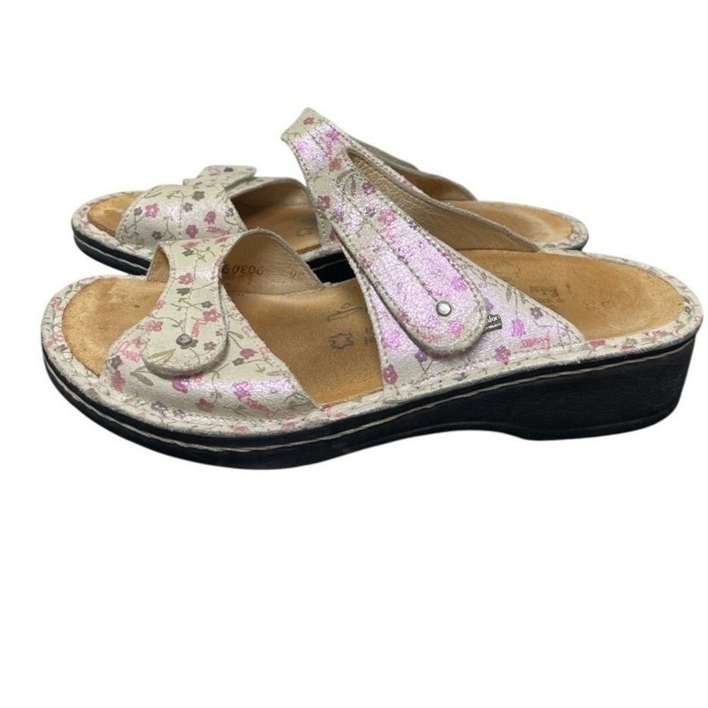 Finn Comfort Sandals Womens 36 Sansibar Floral Pink Metallic Leather EUC